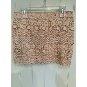 Women's American Eagle‎ Outfitters Blush Pink Tiered Lace Overlay Skirt, Size 4